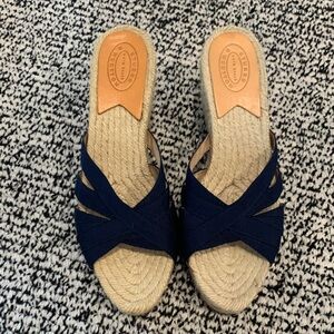 Stubbs WOOTTON Navy Crisscross Espadrille Slides
